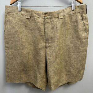 J.L. Powell Men’s 38 Linen Blend Shorts Flat Front Chino Style Resortwear